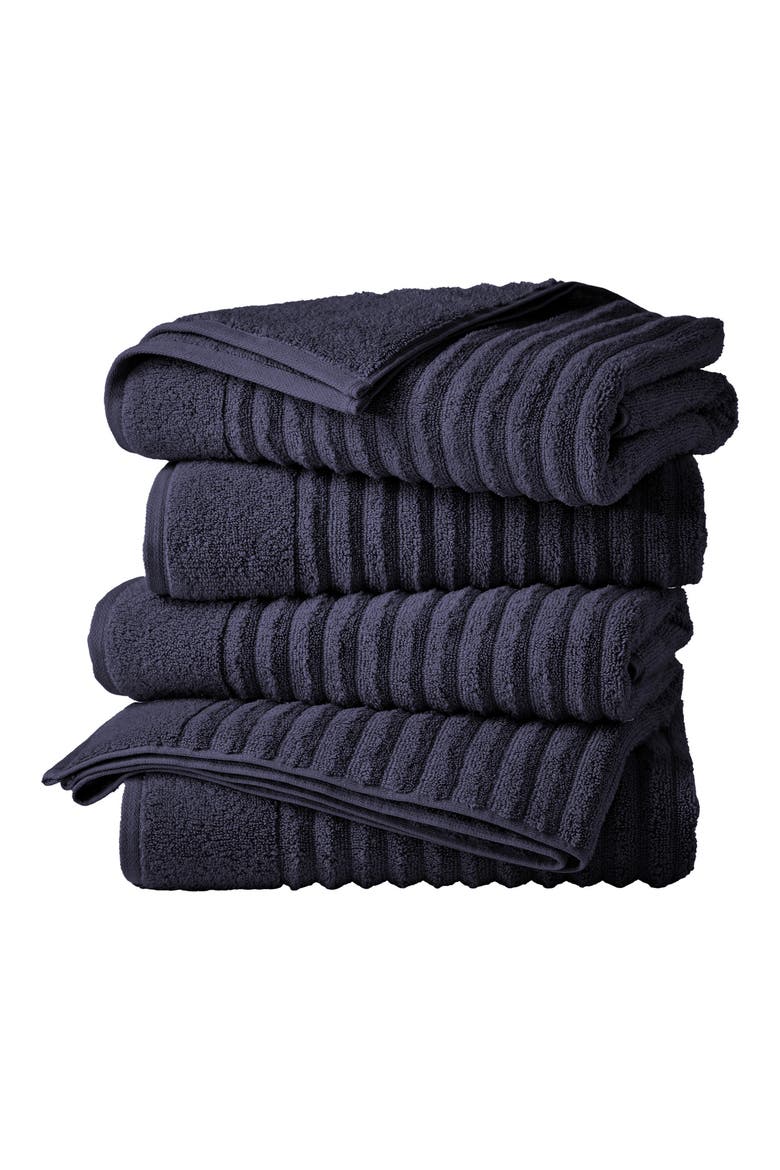 Combed Cotton 4-Pack Bath Towels, Main, color, NAVY BLUE