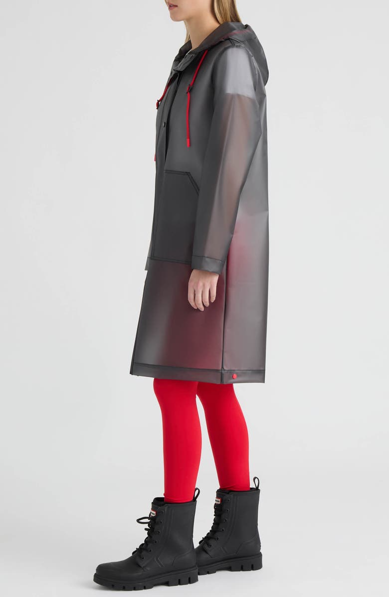 Hunter Alexa Waterproof Longline Matte Transparent Hooded Raincoat, Alternate, color, Smoke