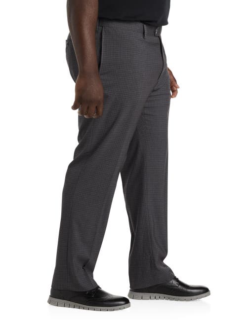 Oak Hill By Dxl Oak Hill Waist-relaxer Mini Plaid Dress Pants In Grey