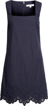 Veronica Beard Shanice Embroidered Detail Linen Blend Dress