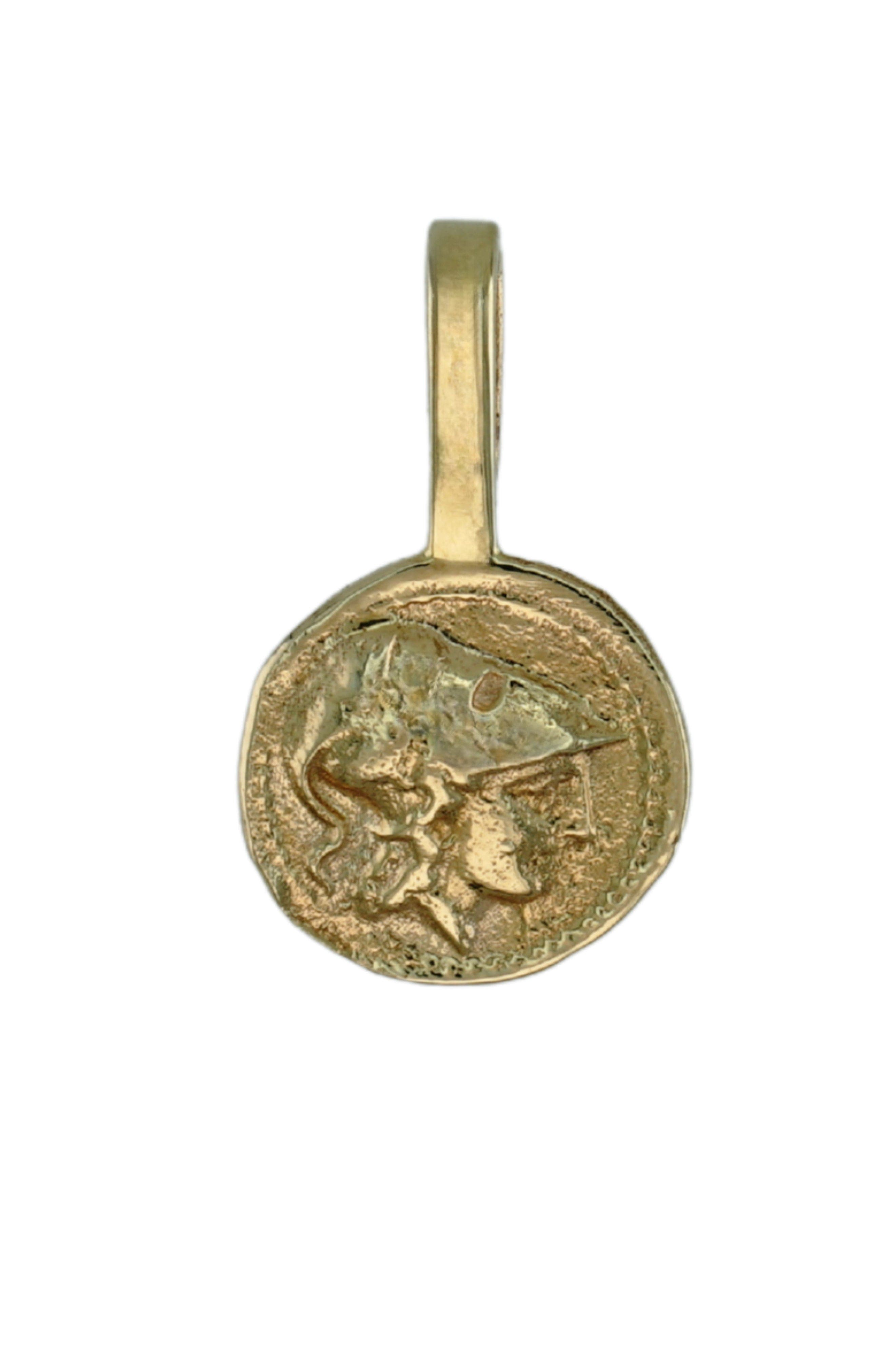 ALBISIA Mini Athena Coin Pendant in 14K Yellow Gold 