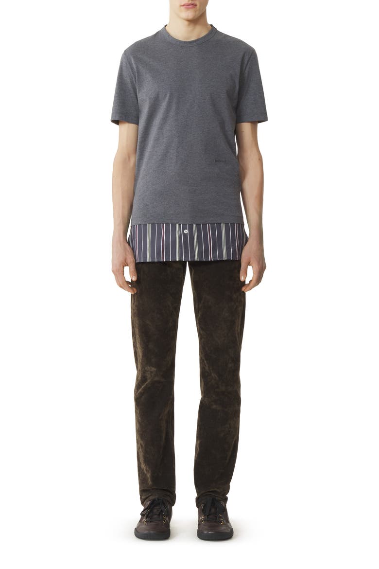 Layered T-Shirt In Cotton, Main, color, Charcoal