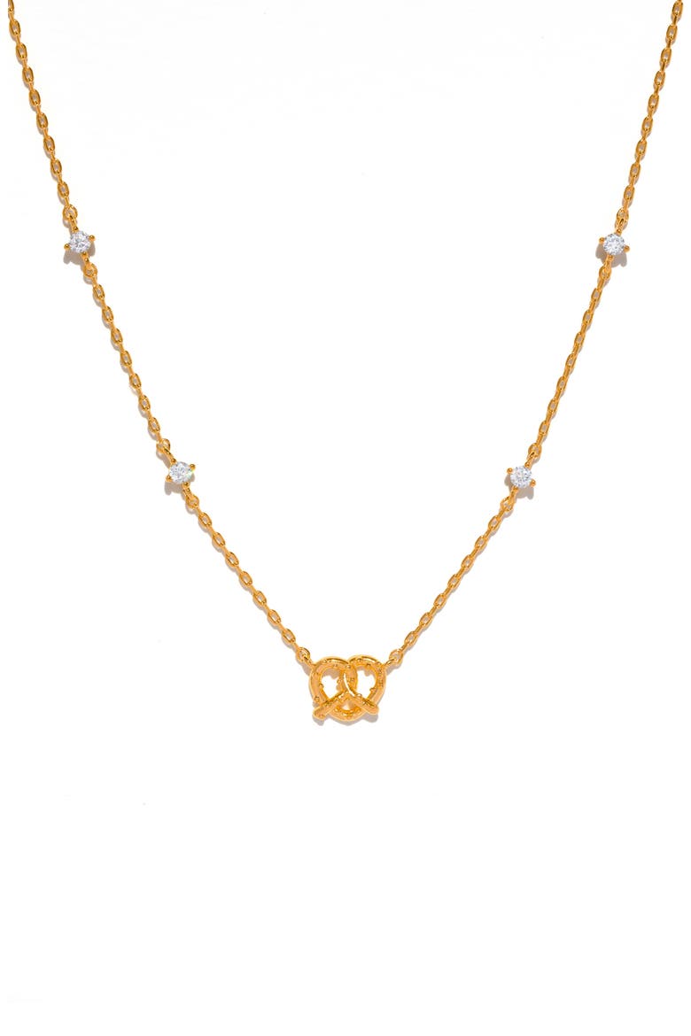 Salted Pretzel Pendant Necklace, Main, color, GOLD