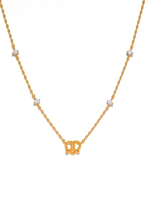 Salted Pretzel Pendant Necklace