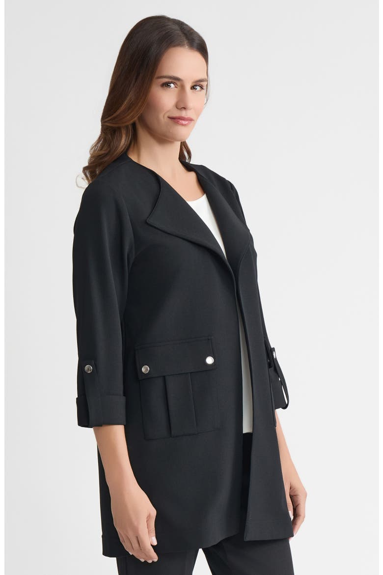 Heritage Lightweight Stretch Deco Crepe Wing Collar Jacket, Alternate, color, Black