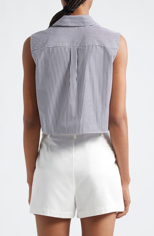 Theory Cropped Shirt In Navy Multi - G2s