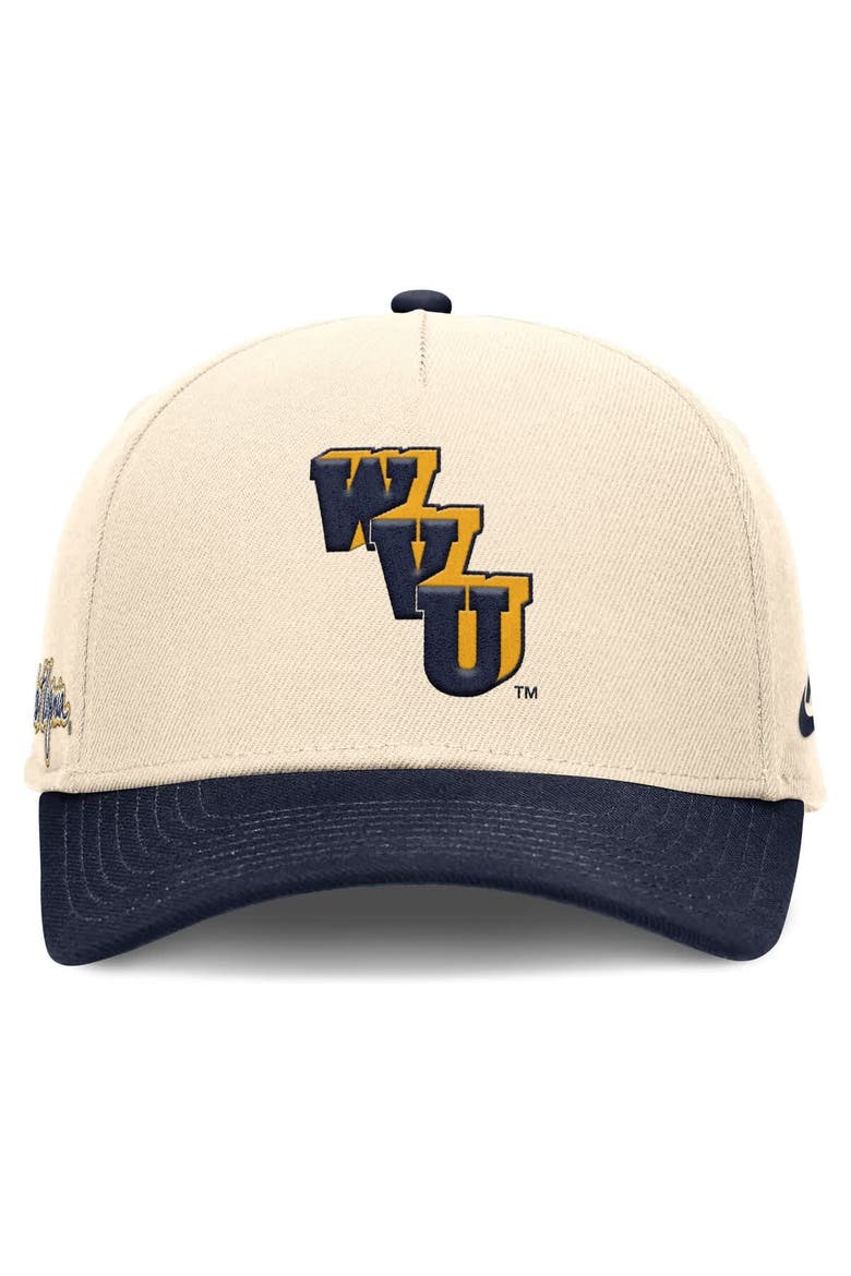 Men's Nike Natural/Navy West Virginia Mountaineers Academic Rise Dri-FIT Adjustable Hat, Alternate, color, Natural