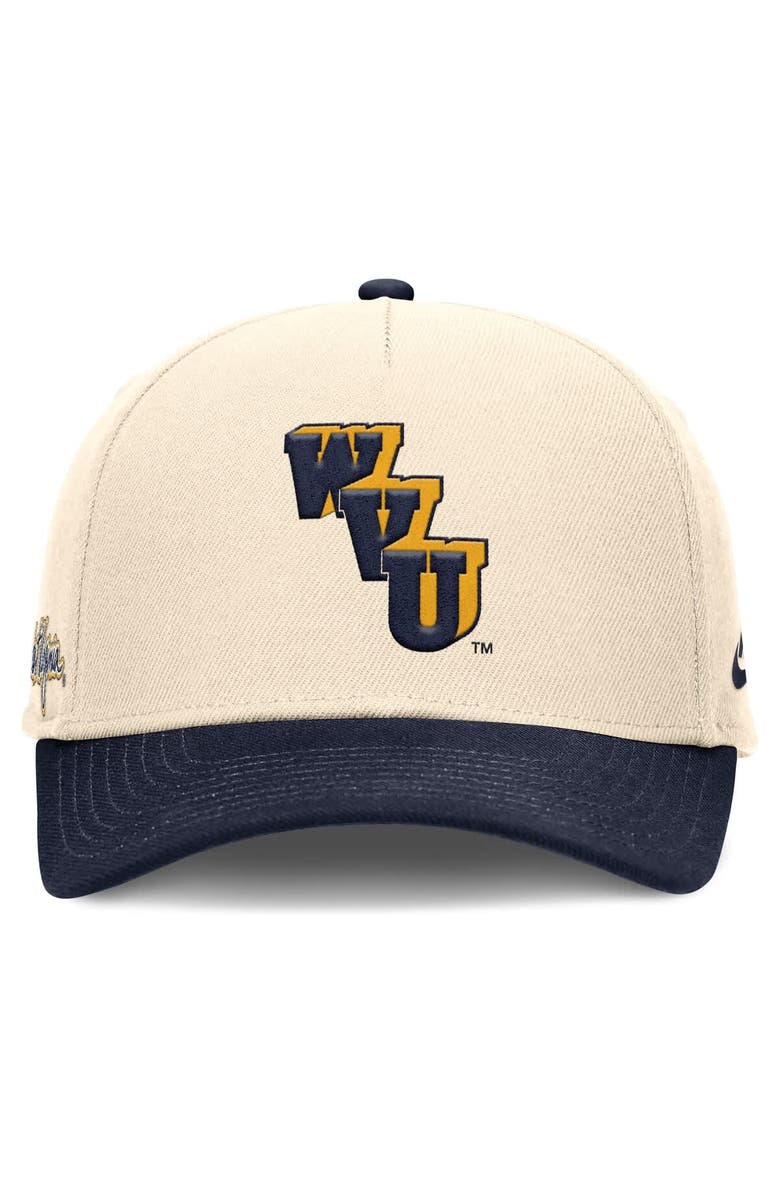 Nike Men's Nike Natural/Navy West Virginia Mountaineers Academic Rise Dri-FIT Adjustable Hat, Alternate, color, Natural