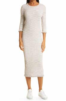 Veronica Beard Richie Rib Three Quarter Sleeve Dress