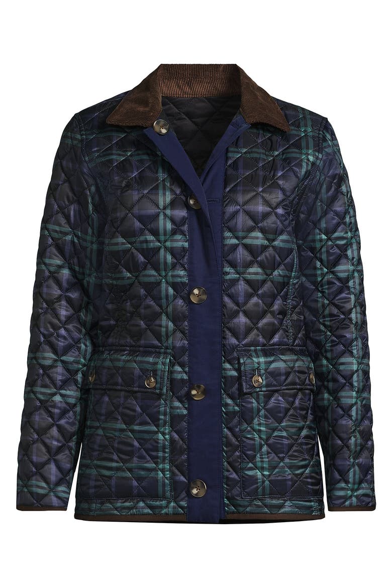 Reversible Barn Quilted Jacket, Alternate, color, Black/Navy Plaid