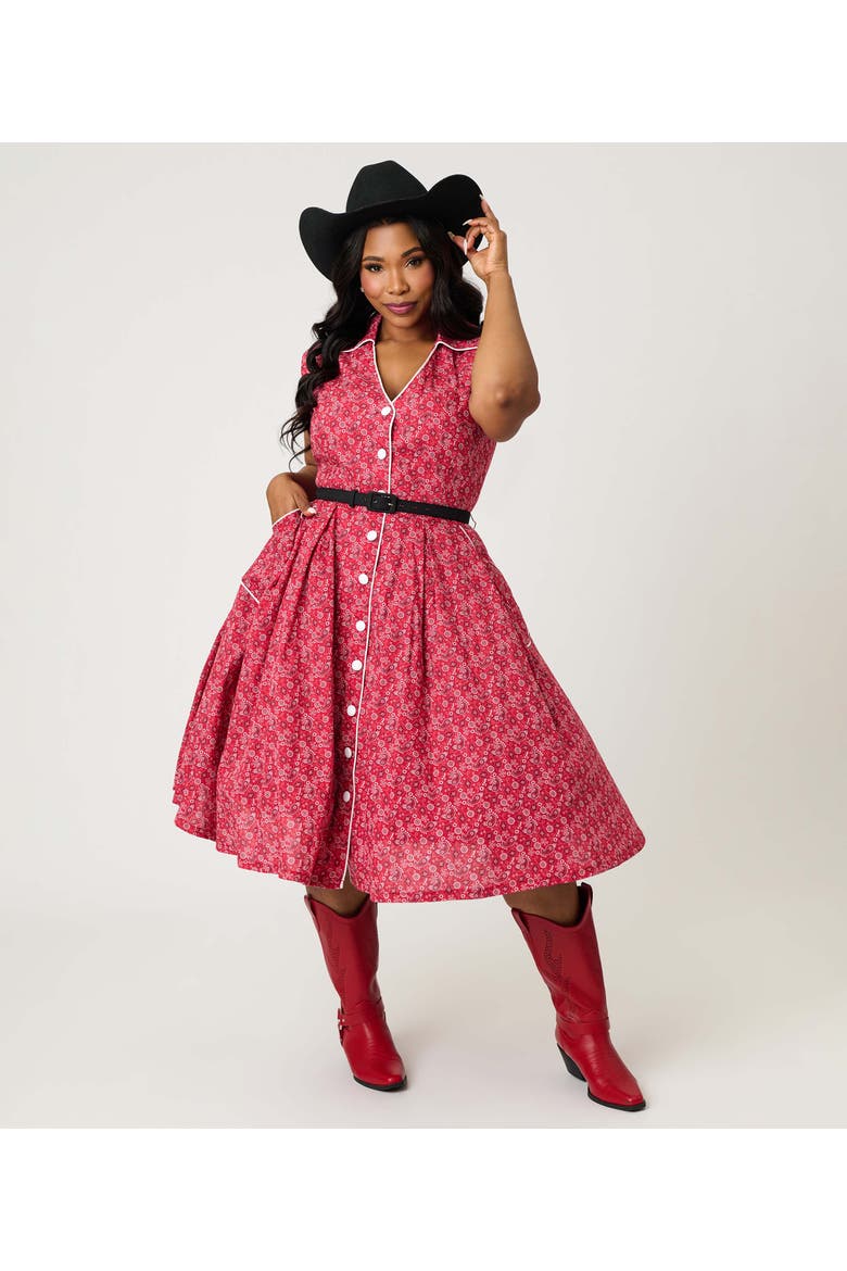 Plus Size Shirt Swing Dress, Alternate, color, Red Bandana Dolman Print