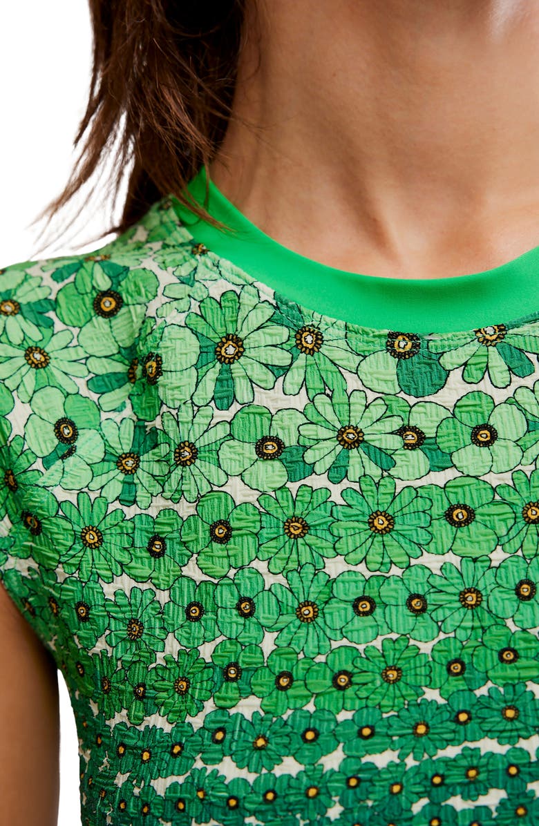 free-est by Free People Sonny Jacquard Crop Cover-Up T-Shirt, Alternate, color, Sunset Daisy/ Green A