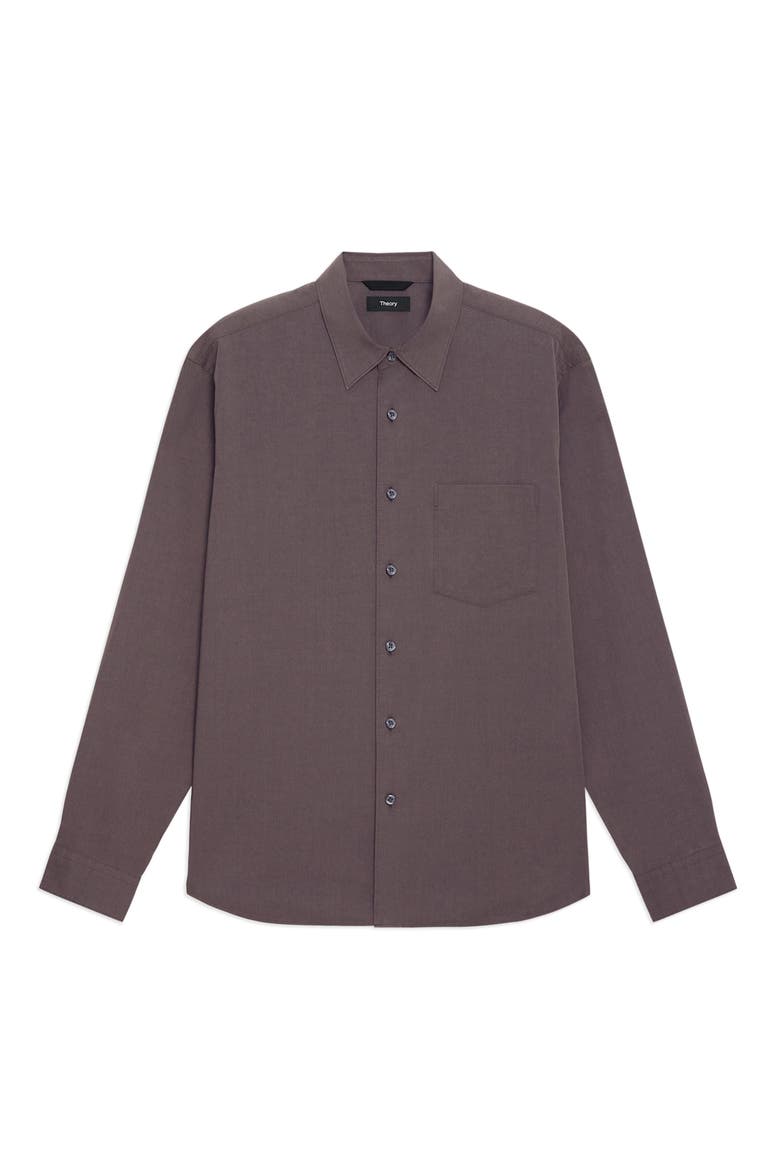Weekend Solid Cotton Blend Button-Up Shirt, Alternate, color, CLASSIC BROWN