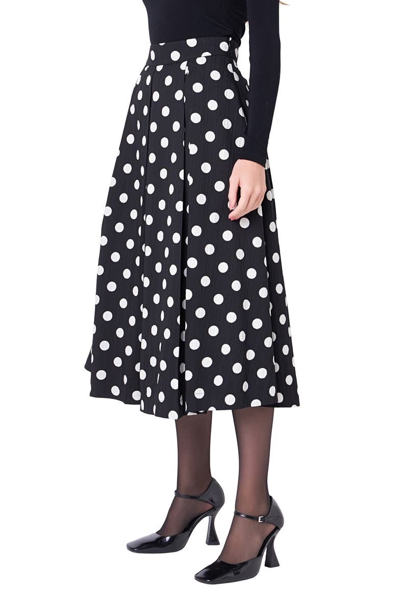 Polka Dot A-Line Midi Skirt, Alternate, color, BLACK