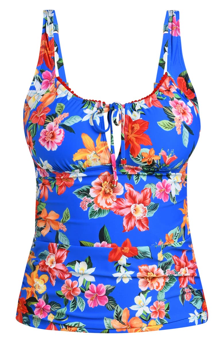 La Blanca Modern Tie Neck Tankini, Alternate, color, Blue Multi