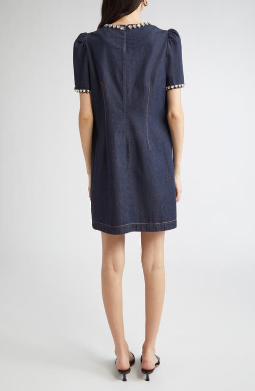 Zimmermann Crystal Embellished Denim Minidress In Blue