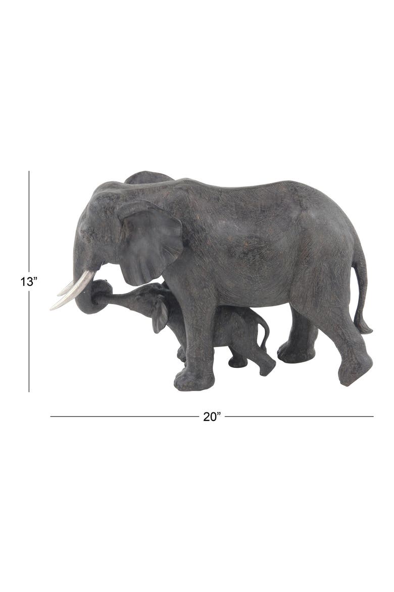 Gray Polystone Eclectic Elephant Sculpture, Alternate, color, GREY