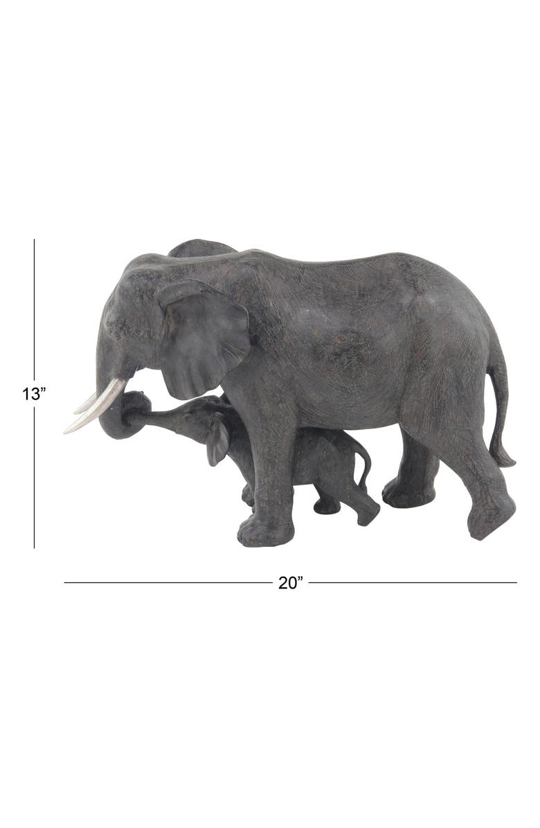 WILLOW ROW Gray Polystone Eclectic Elephant Sculpture, Alternate, color, Grey
