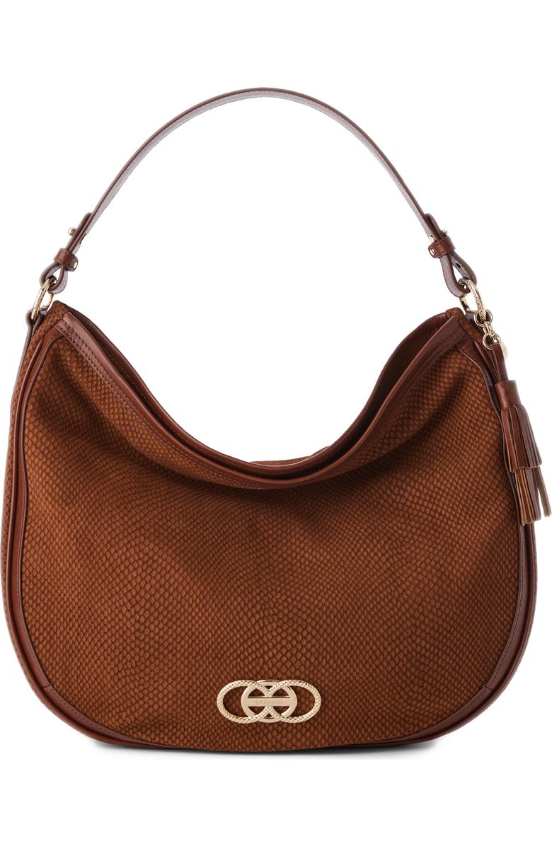 Brahmin Kathleen Snakeskin Embossed Leather Shoulder Bag, Main, color, Sparkling Cider Deveron