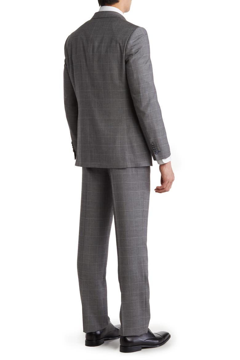 Trim Fit Windowpane Suit, Alternate, color, GRAY
