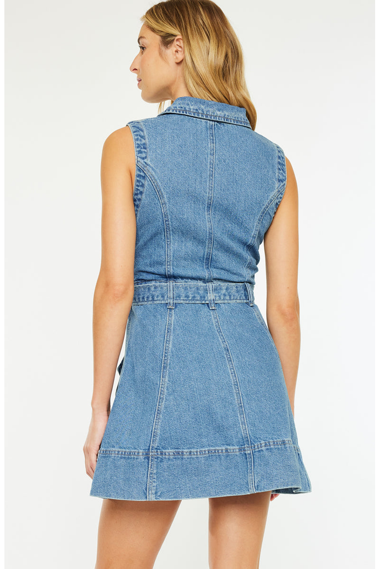 Kim Sleeveless Mini Dress, Alternate, color, Medium Wash