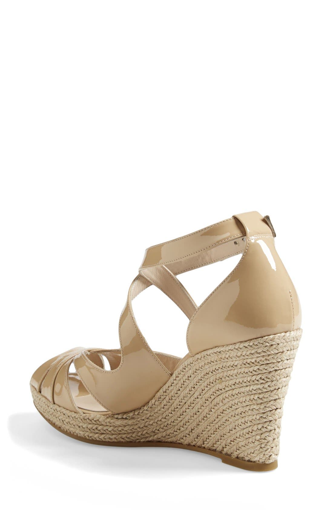 L.K. Bennett 'Maggie' Peep Toe Wedge Sandal, Alternate, color, TAUPE PATENT