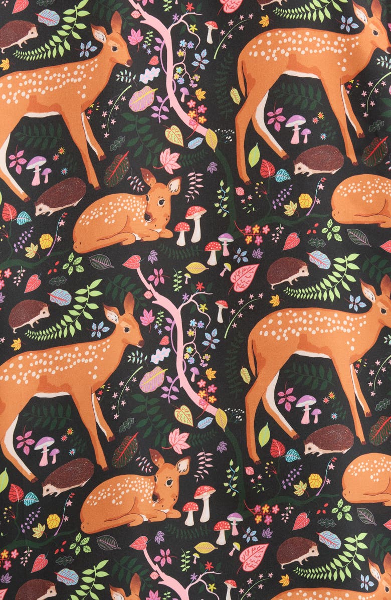 Karen Mabon Flora & Fawns Long Sleeve Pajamas, Alternate, color, Black