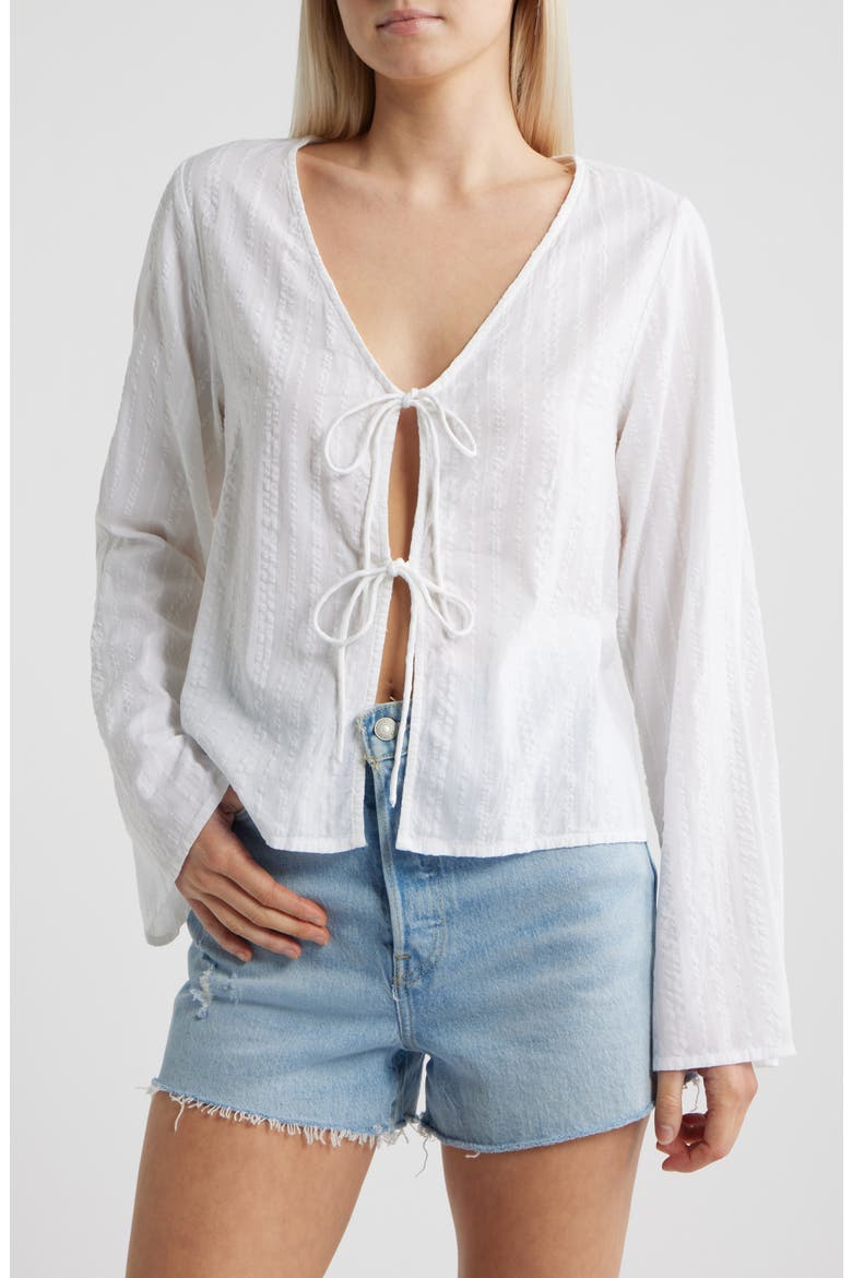 Haze Tie Front Top, Main, color, WHITE