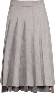 Thom Browne Drop Back Pleated Wool Skirt