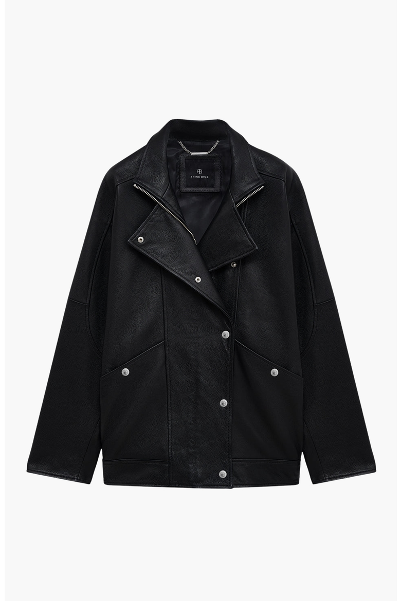 Sandy Leather Jacket, Alternate, color, Black