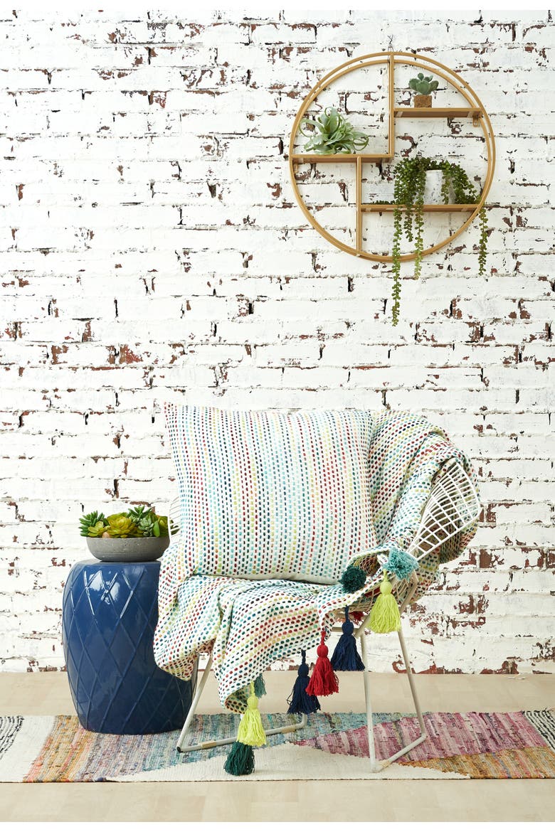 Ella Accent Throw Pillow, 22" x 22", Alternate, color, Blue