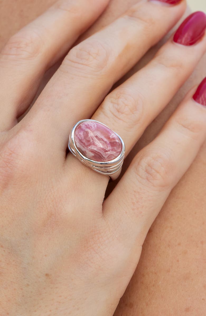 SAVVY CIE JEWELS Rhodochrosite Ring, Alternate, color, Silver/ Rhodocrosite