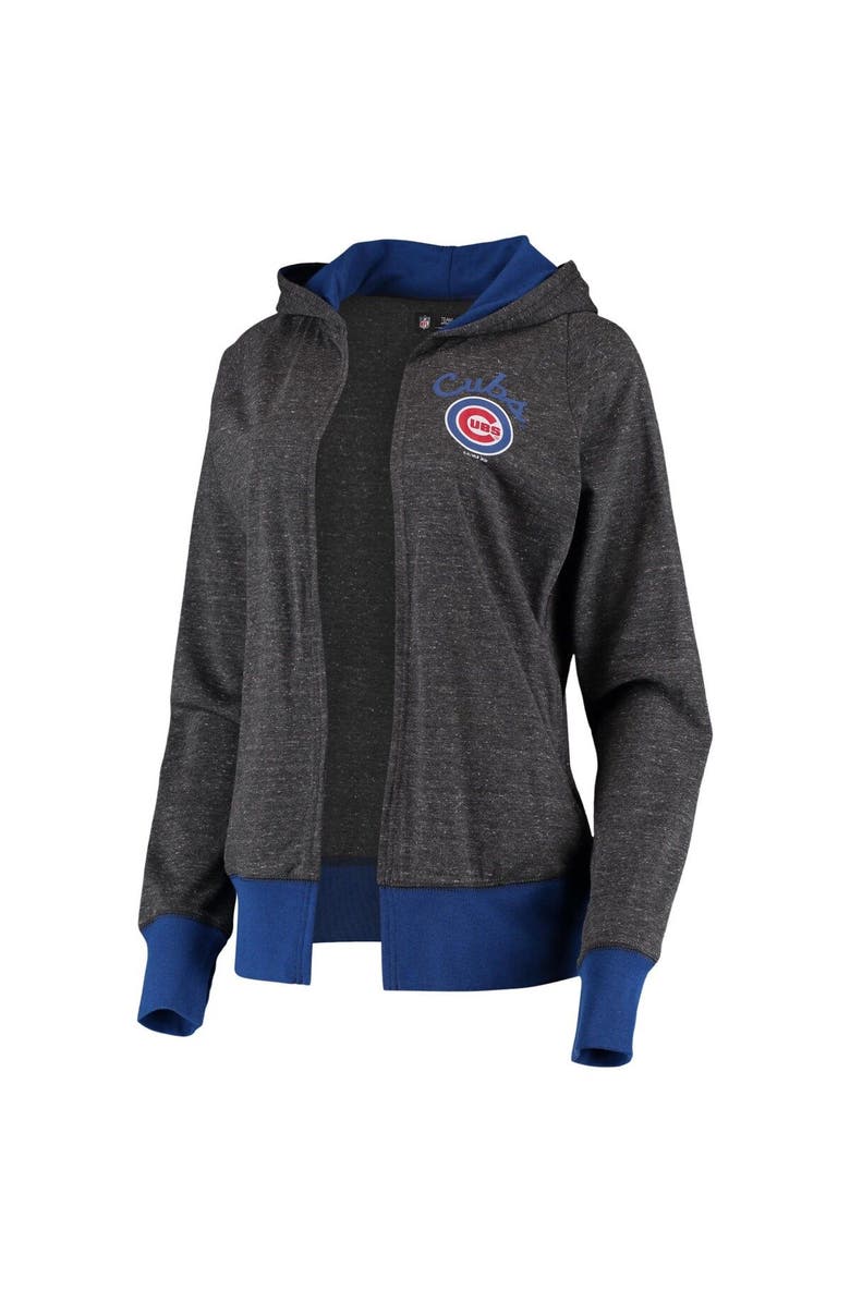 G-III 4HER BY CARL BANKS Women's G-III 4Her by Carl Banks Heathered Charcoal Chicago Cubs Chalk Talk Tri-Blend Hoodie Cardigan, Alternate, color,