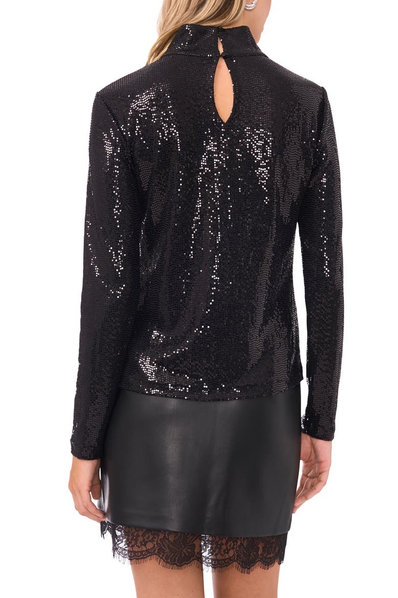 Sequin Turtleneck Top, Alternate, color, RICH BLACK