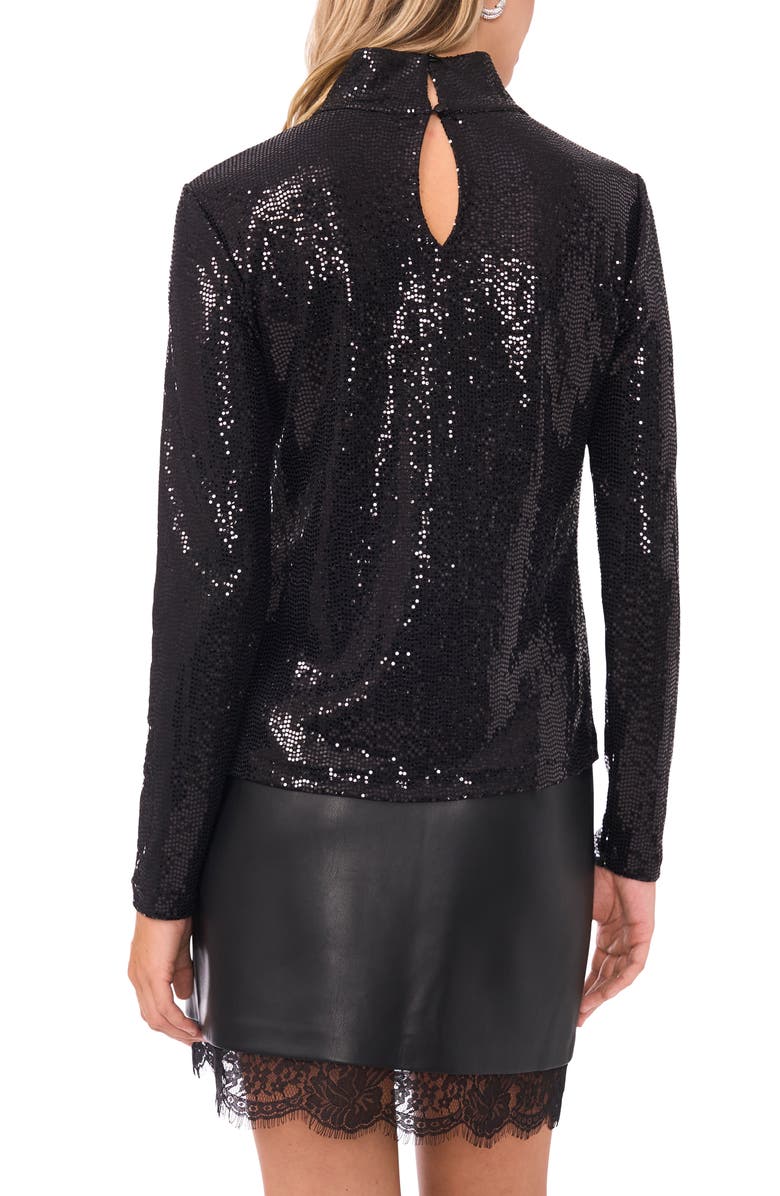 Vince Camuto Sequin Turtleneck Top, Alternate, color, Rich Black