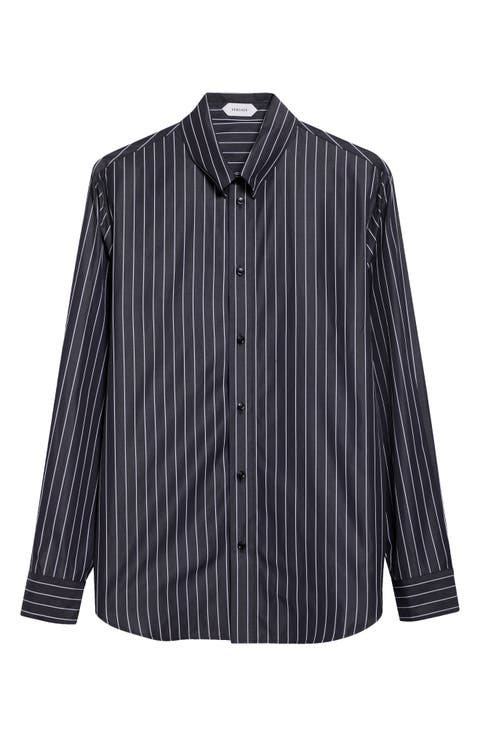 Pinstriped Long Sleeve Cotton Shirt