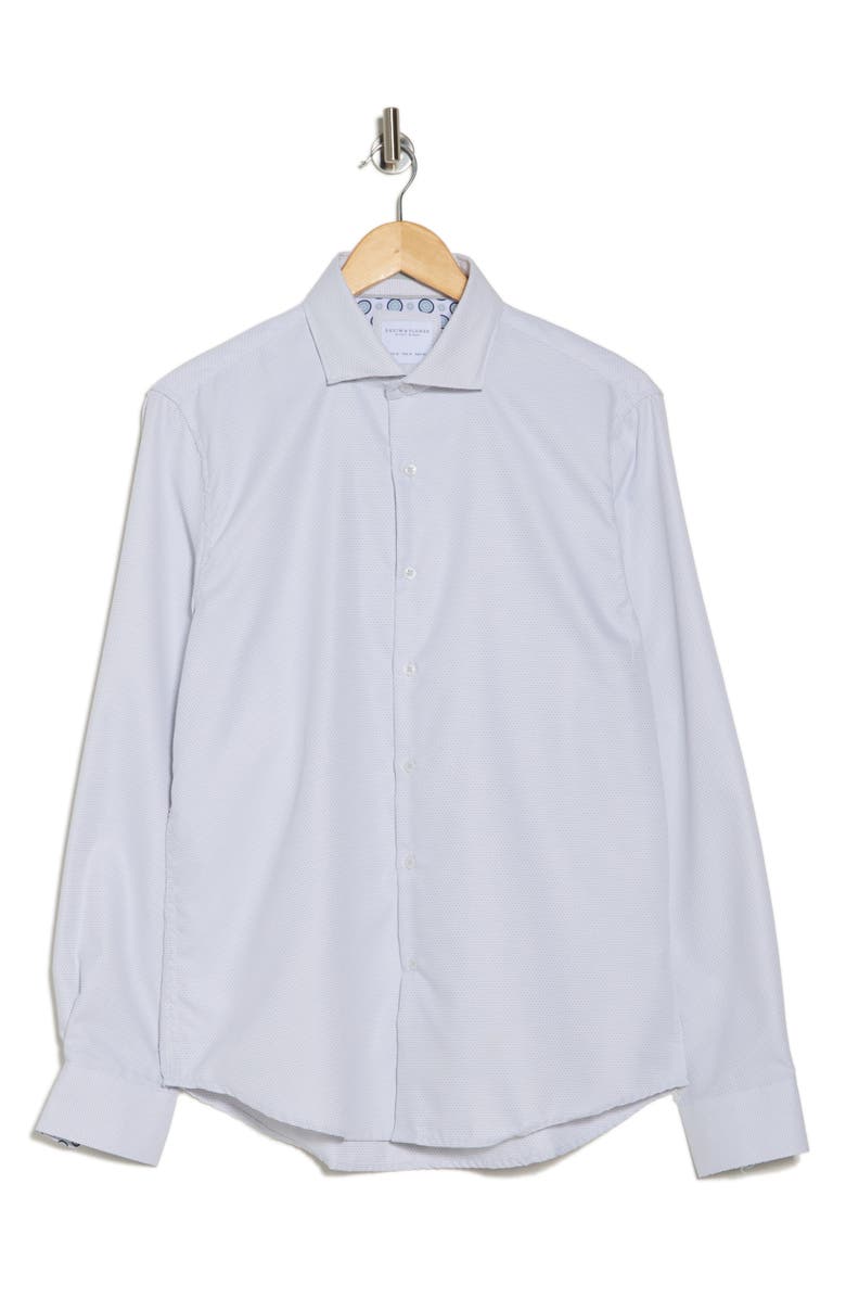 DENIM AND FLOWER Dobby Dress Shirt, Alternate, color, White/Grey