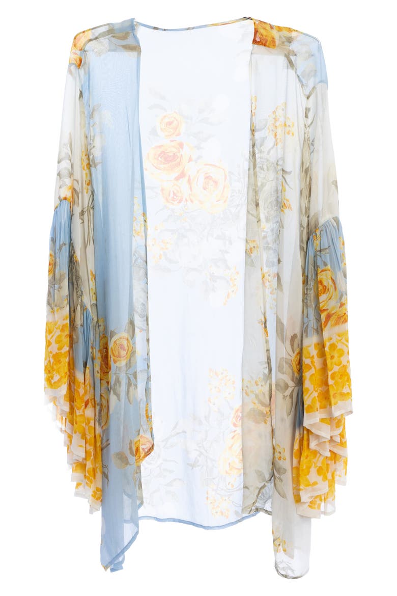 Floral Garden Sheer Ruana, Alternate, color, BLUE