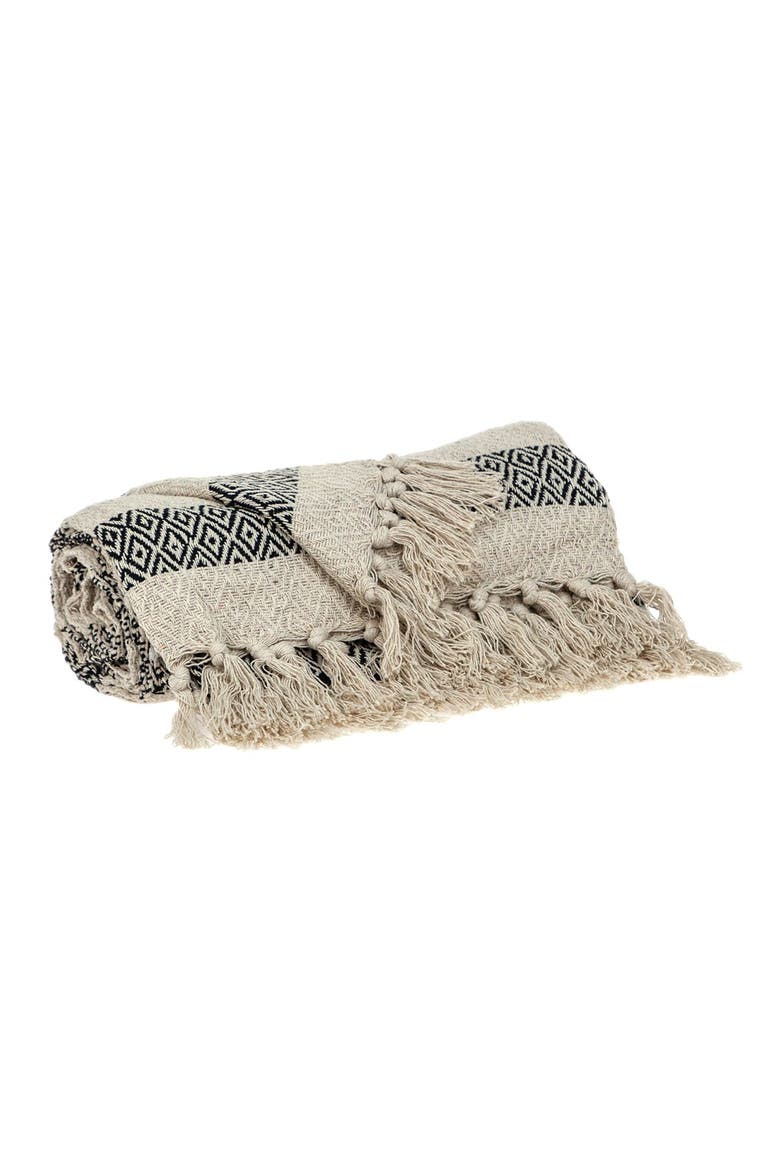 Rosie Transitional Beige 52" x 67" Woven Handloom Throw, Alternate, color, BEIGE