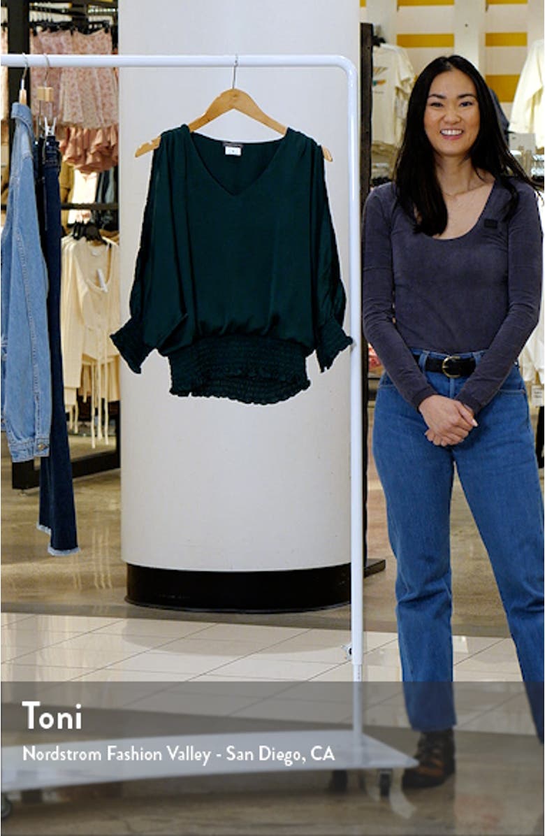 Smocked Cold Shoulder Satin Top, sales video thumbnail