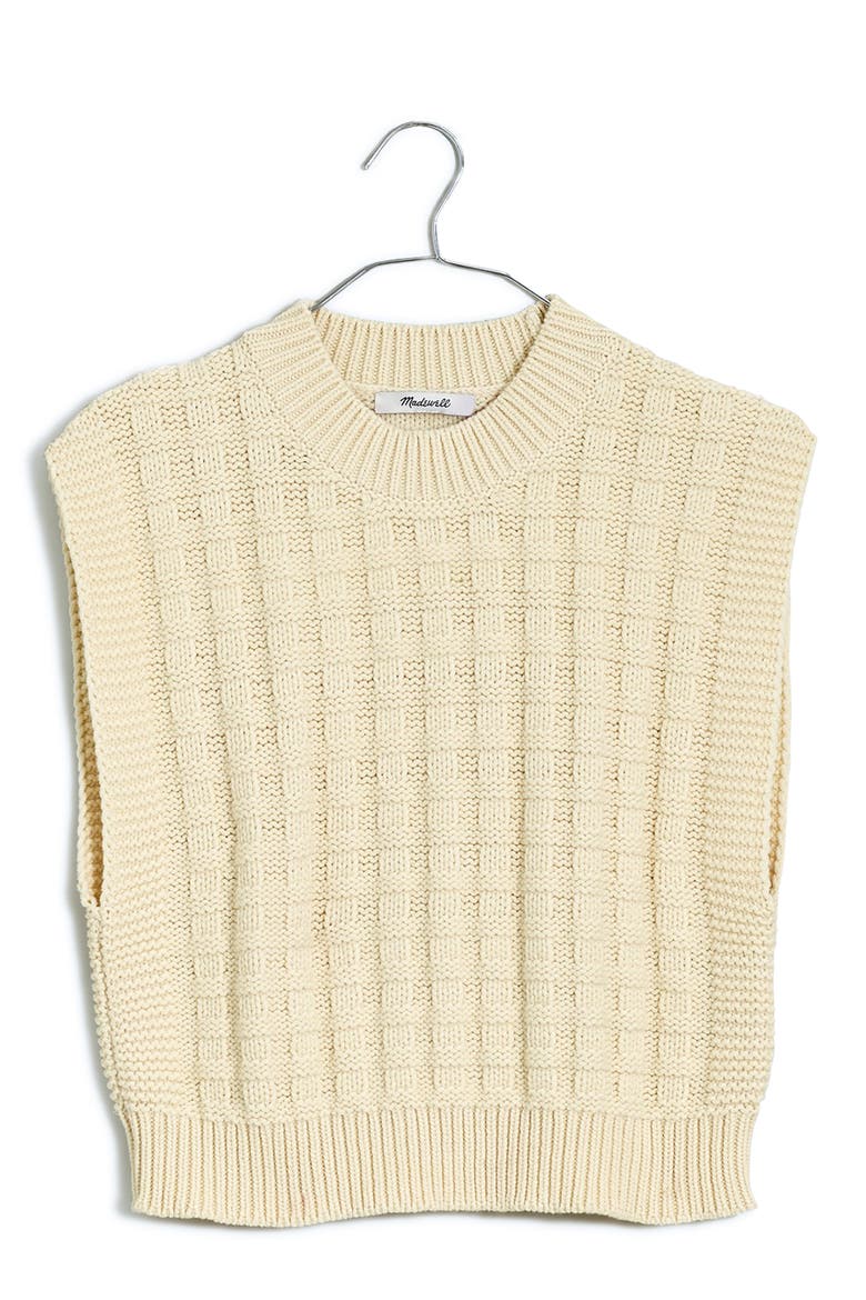 Checkered Stitch Wedge Sweater Vest, Main, color, ANTIQUE CREAM