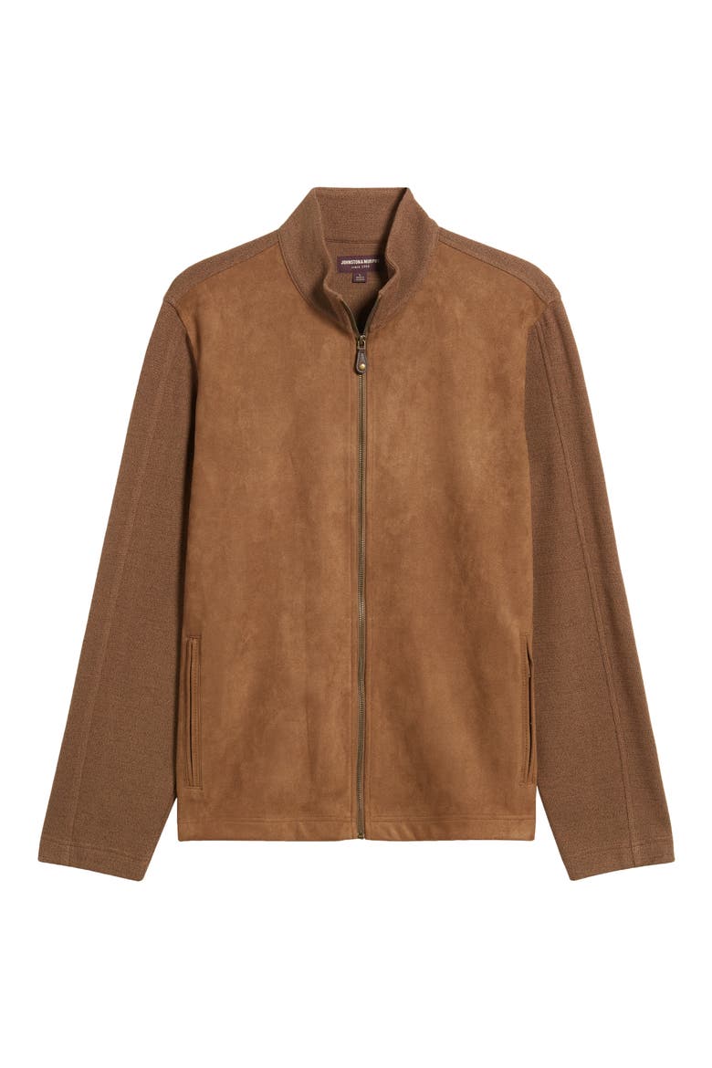 Faux Suede Panel Knit Jacket, Alternate, color, CAMEL