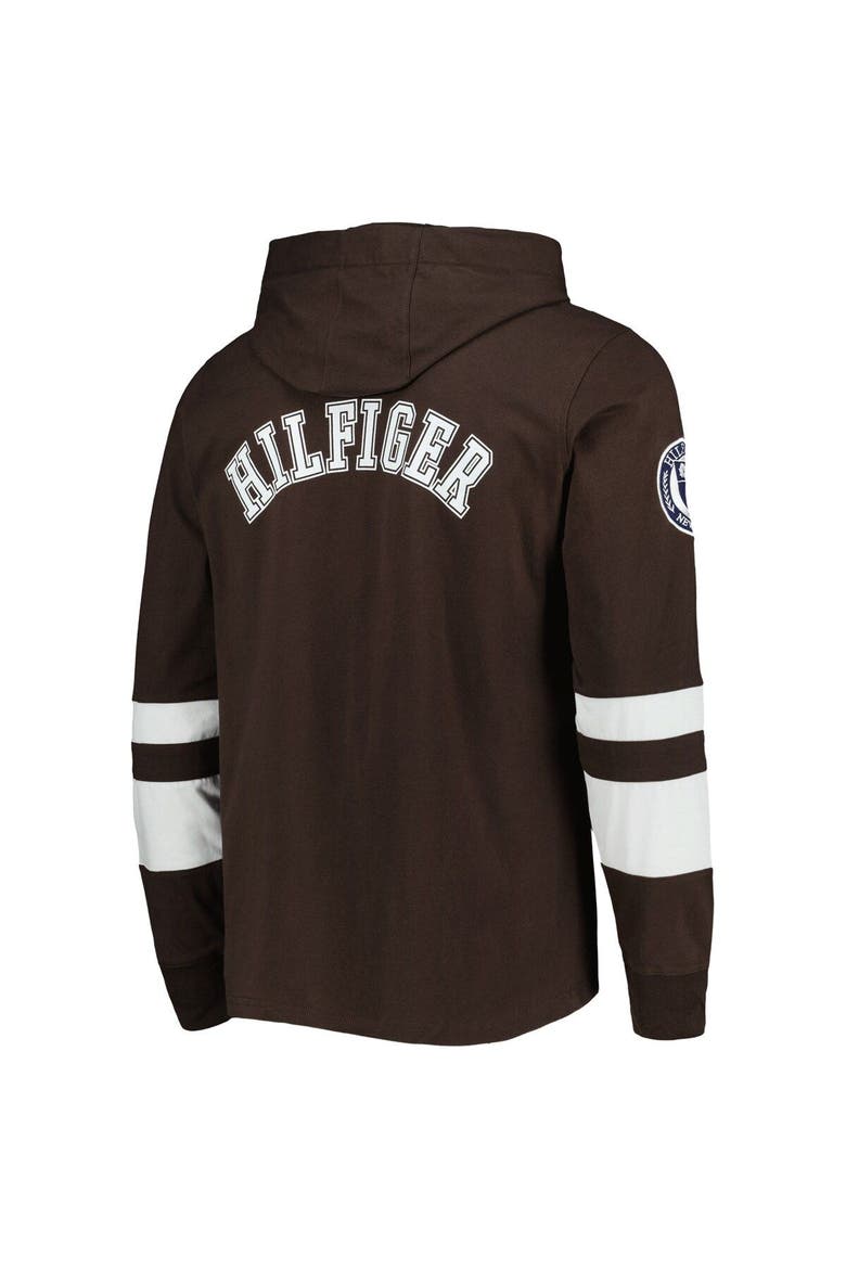 Men's Tommy Hilfiger Brown/White Cleveland Browns Alex Long Sleeve Hoodie T-Shirt, Alternate, color, Brown
