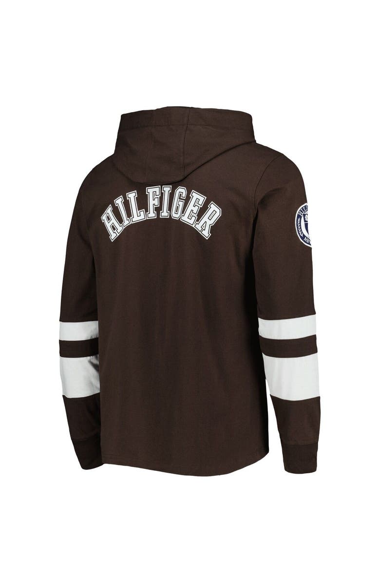 Tommy Hilfiger Men's Tommy Hilfiger Brown/White Cleveland Browns Alex Long Sleeve Hoodie T-Shirt, Alternate, color, Brown