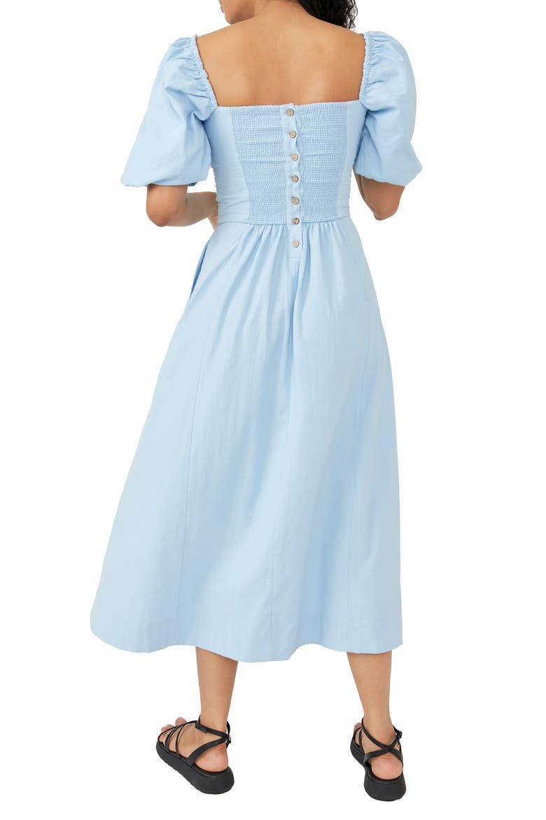 free-est Ain't She a Beaut Puff Sleeve Ruched Dress, Alternate, color, HOT SPRING