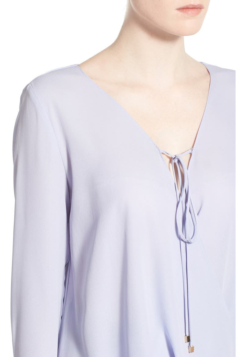 Wrap Front Long Sleeve Blouse, Alternate, color, BLUE