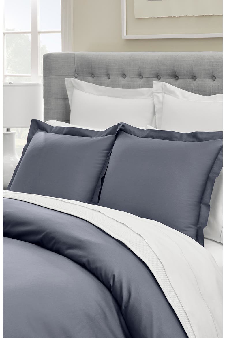 Percale Hemmed 300 Thread Count Duvet Cover & Shams Set, Alternate, color, MINERAL