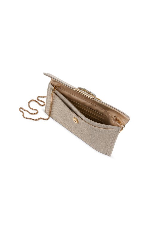 Jewel Badgley Mischka Sarah Envelope Clutch With Crystal Brooch In Gold
