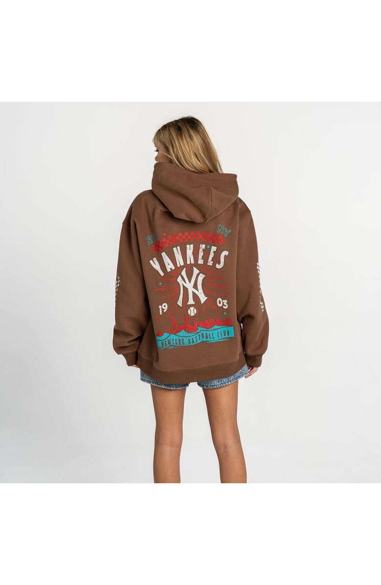 THE WILD COLLECTIVE Women's The Wild Collective  Brown New York Yankees Oversized Hoodie, Alternate, color, Brown
