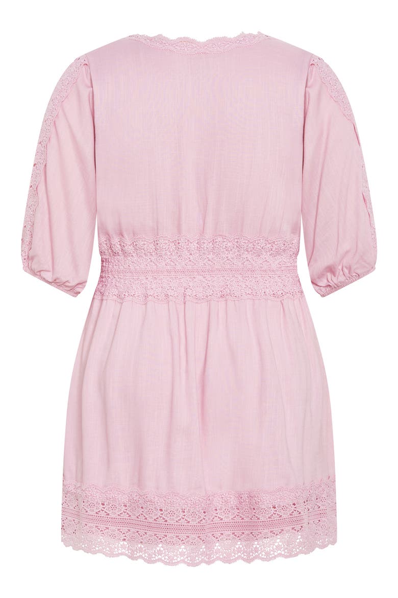 Belle Puff Sleeve Button Front Lace Dress, Alternate, color, LAVENDER